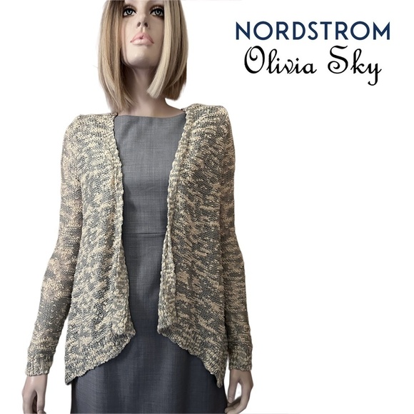 Nordstrom Olivia Sky Cardigan Sweater Popcorn Knit Chunky Open Front Duster - Picture 10 of 12